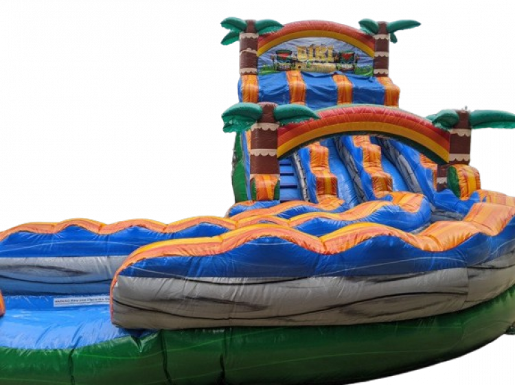 18ft Tiki Island Double Lane Waterslide